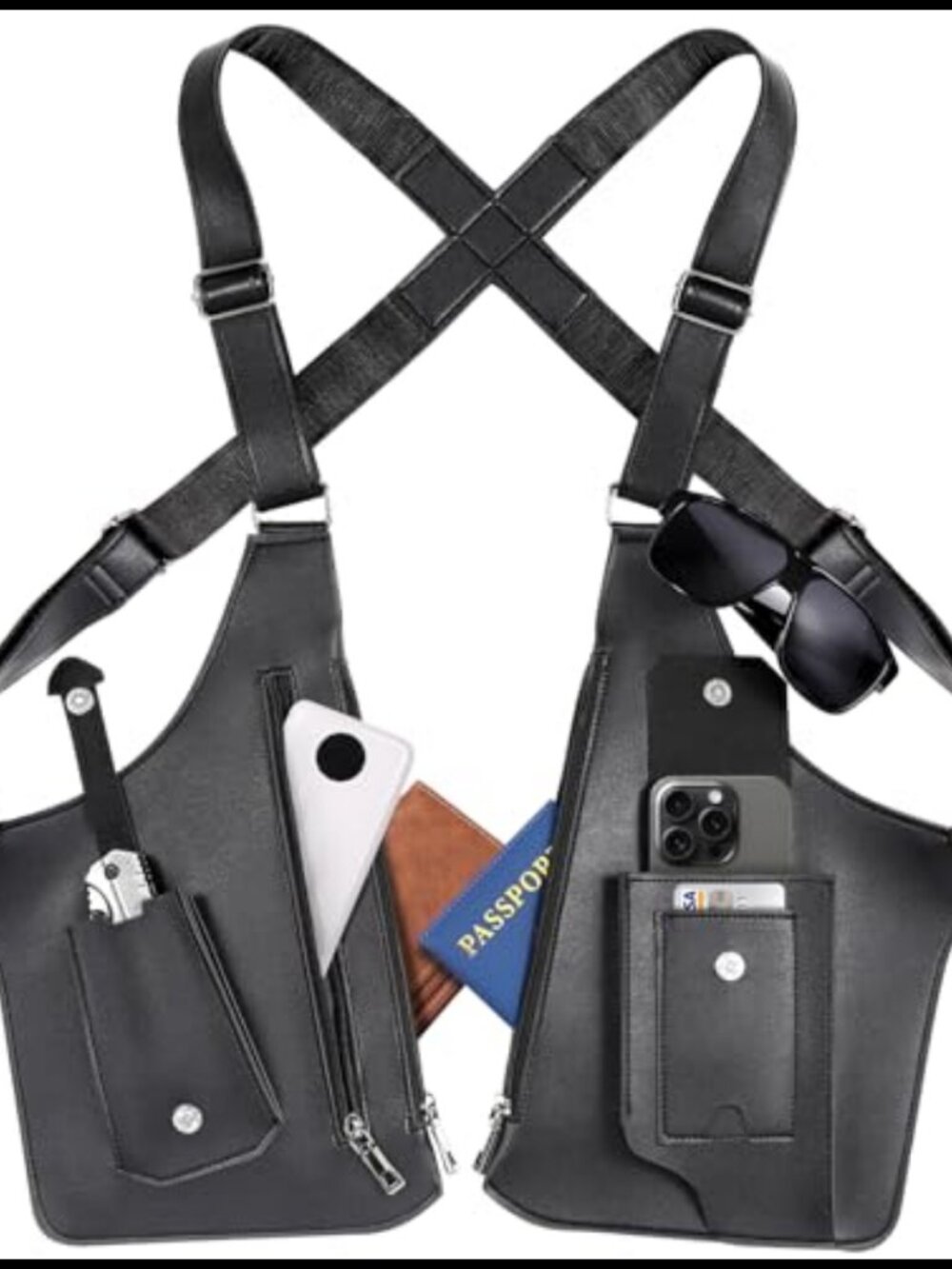Double Shoulder Armpit Bag Anti-Theft Holster PU Leather Sling Crossbody